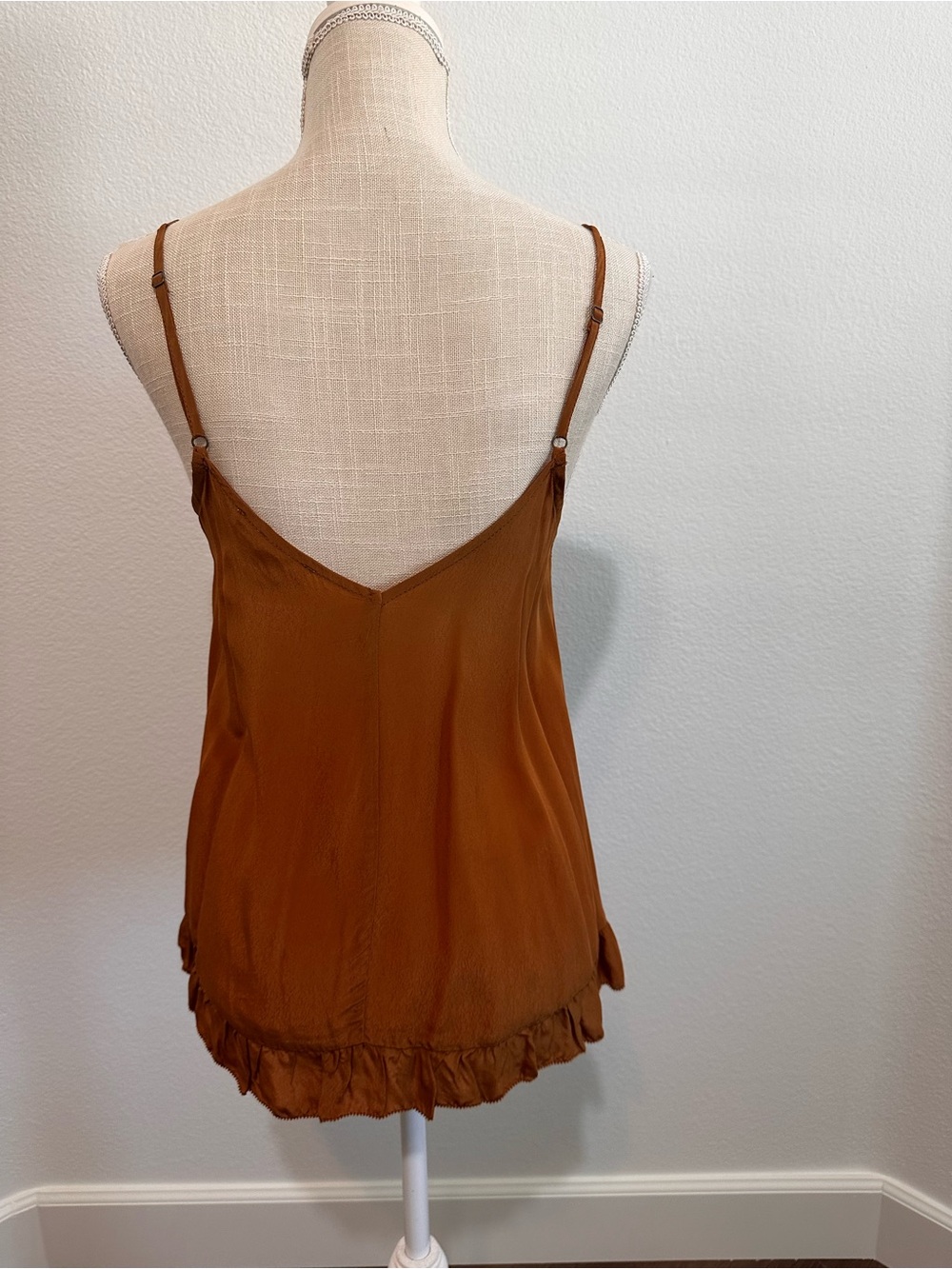 Rust Ruffle-Front Spaghetti Strap Cami - Picture 3 of 6